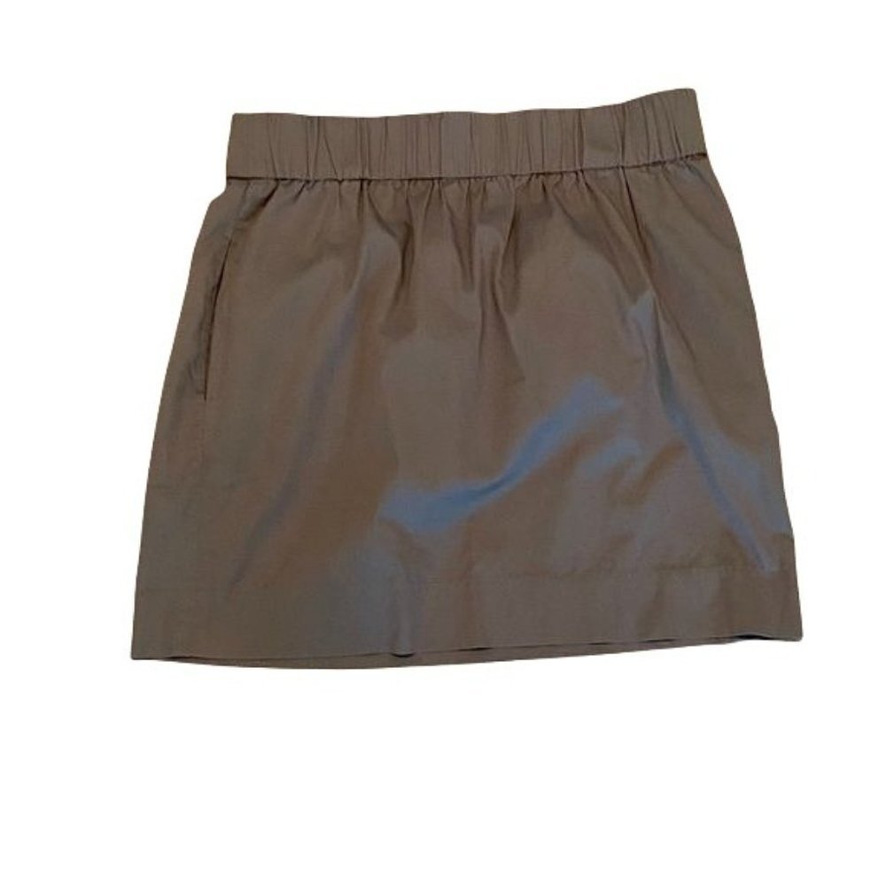 J Crew Poplin Sylvie Gray Cotton Skirt with Elastic Waistband and Pockets Size 6